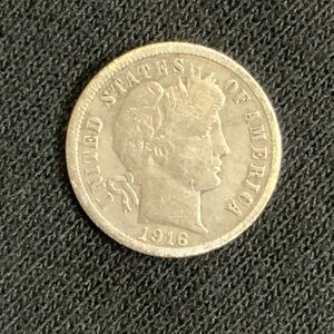 Vintage 1916 Silver Barber Dime